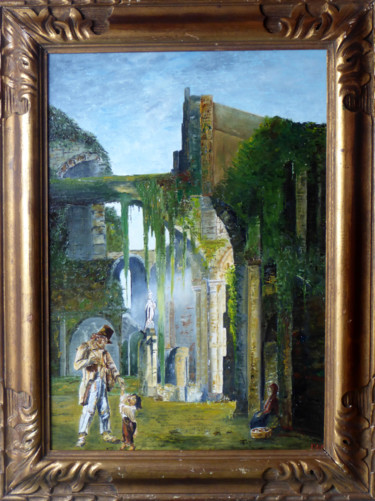 Peinture intitulée "Ruine d'Abbaye  l'a…" par Dab, Œuvre d'art originale, Huile