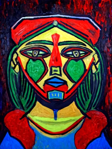 Painting titled "JOUES VERTE" by Dabu., Original Artwork, Oil