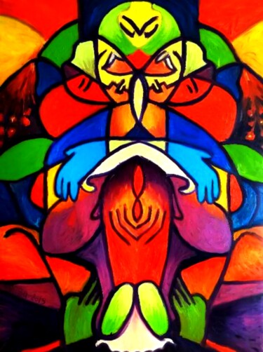 Painting titled "MELANGE" by Dabu., Original Artwork, Oil