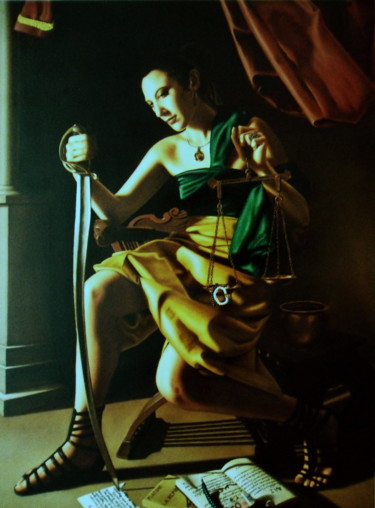 Pittura intitolato "tentazione-di-giust…" da Stefano D'Acunto, Opera d'arte originale, Olio