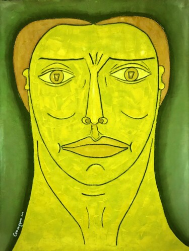 Malerei mit dem Titel "En jaune et vert" von Conceycam, Original-Kunstwerk, Acryl