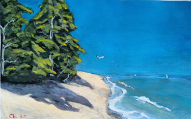 Malarstwo zatytułowany „Empty beach” autorstwa Daddy Noob, Oryginalna praca, Akryl