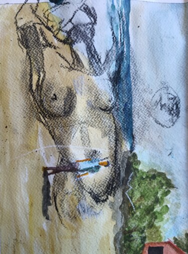 Pintura intitulada "Study of female body" por Daddy Noob, Obras de arte originais, Giz