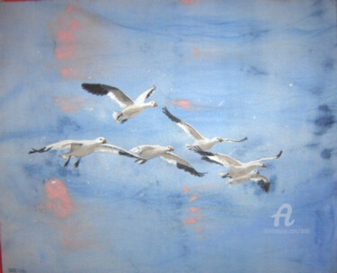 Painting titled "Oche in volo" by Dade, Original Artwork, Acrylic