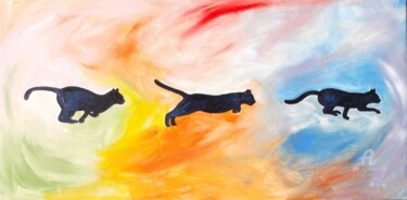 Pittura intitolato "gatto-che-corre.jpg" da Dade, Opera d'arte originale, Acrilico