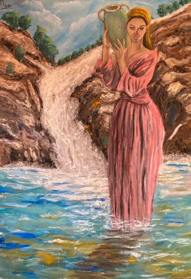 Peinture intitulée "Porteuse d’eau" par Manar Abou Elaoula (A’M), Œuvre d'art originale, Huile Monté sur Châssis en bois