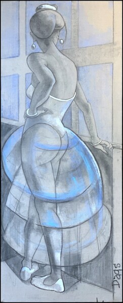 Dessin intitulée "GISELLE" par Dags, Œuvre d'art originale, Fusain