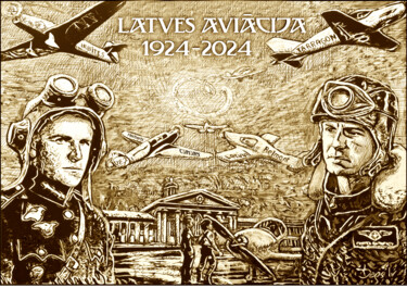 Rysunek zatytułowany „LATVIAN AVIATION 19…” autorstwa Dags, Oryginalna praca, Atrament