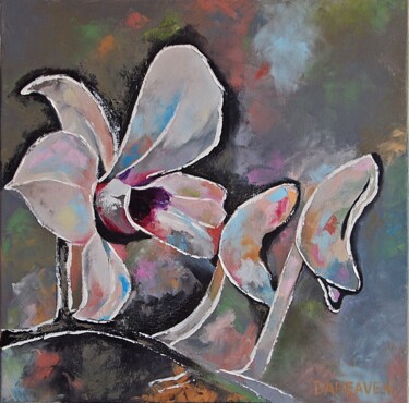 Painting titled "Orchid." by Daheaven Art, Original Artwork, Oil Mounted on Wood Stretcher frame