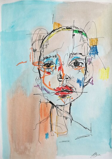 Drawing titled "Abstract portrait s…" by Daheaven Art, Original Artwork, Acrylic