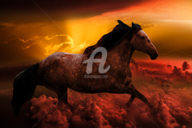 제목이 "Horse Running Above…"인 디지털 아트 Dahuyn로, 원작, 디지털 페인팅