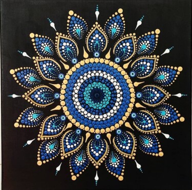 Peinture intitulée "Greek Eye Mandala" par Dalila Martins, Œuvre d'art originale, Acrylique