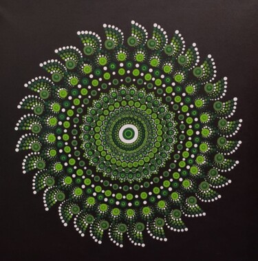 Peinture intitulée "Green Mandala" par Dalila Martins, Œuvre d'art originale, Acrylique