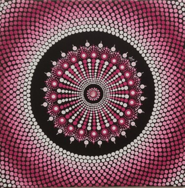 Painting titled "Pink Dotted Mandala" by Dalila Martins, Original Artwork, Acrylic