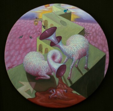 Malerei mit dem Titel "Silent sunset" von Dam Tung, Original-Kunstwerk, Öl