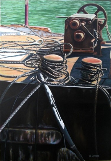Peinture intitulée "AMARRES" par Alain Dambès, Œuvre d'art originale, Huile