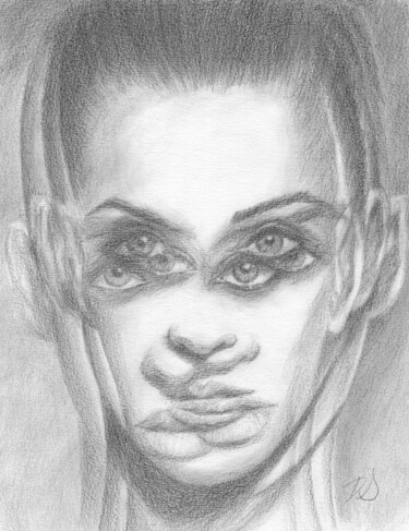 Dessin intitulée "Blurred beauty lines" par Damian Smith, Œuvre d'art originale, Graphite