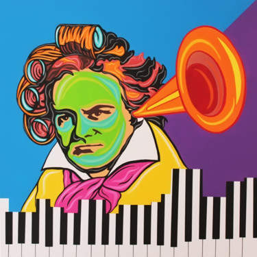 Ζωγραφική με τίτλο "Roll Over Beethoven" από Damião Vieira, Αυθεντικά έργα τέχνης, Ακρυλικό