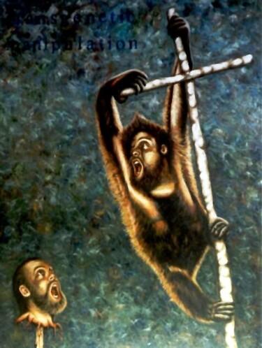 Peinture intitulée "Orangutang with sel…" par Dan Civa, Œuvre d'art originale, Huile