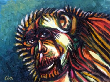"Chimpanzee portrait…" başlıklı Tablo Dan Civa tarafından, Orijinal sanat, Petrol