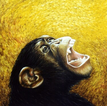 "Chimpanzee portrait…" başlıklı Tablo Dan Civa tarafından, Orijinal sanat, Petrol