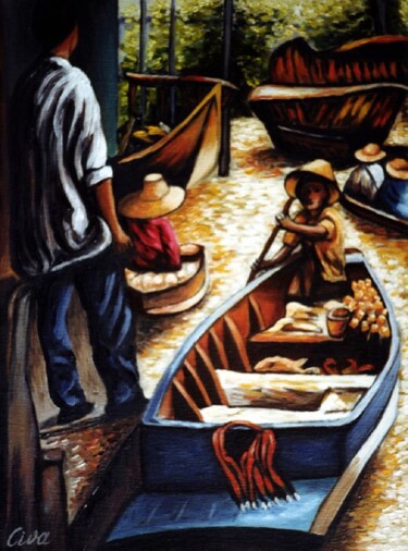 Картина под названием "No.C. .Floating Mar…" - Dan Civa, Подлинное произведение искусства, Масло