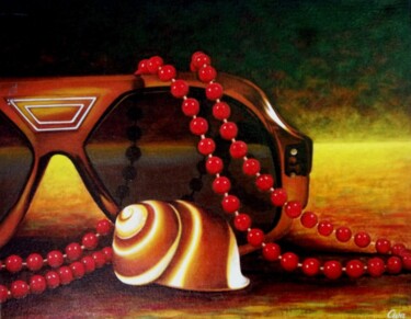 Peinture intitulée "Sunglasses, neckgla…" par Dan Civa, Œuvre d'art originale, Acrylique