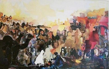Collages intitulée "marché aux chameaux" par Dana, Œuvre d'art originale