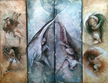 Pittura intitolato "Penemue Angel - col…" da Dana Tomsa Oberhoffer, Opera d'arte originale
