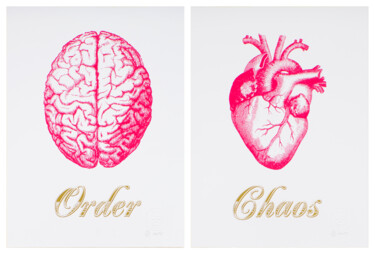 Printmaking titled "Order Chaos Red Sma…" by Dangerous Minds Artists, Original Artwork, Screenprinting