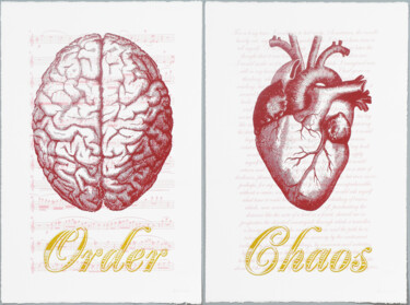 Prenten & gravures getiteld "Order Chaos Red Scr…" door Dangerous Minds Artists, Origineel Kunstwerk, Zeefdruk