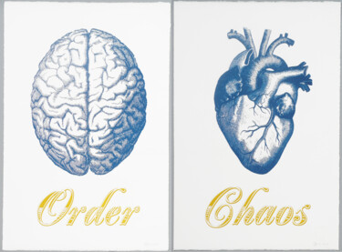 Prenten & gravures getiteld "Order Chaos Blue" door Dangerous Minds Artists, Origineel Kunstwerk, Zeefdruk