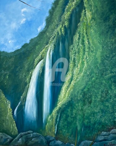 Pintura titulada "cascade" por Daniel Bahuaud, Obra de arte original, Oleo