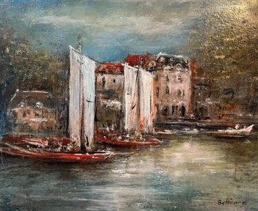 Schilderij getiteld "A quai" door Daniel Bathiard, Origineel Kunstwerk, Acryl