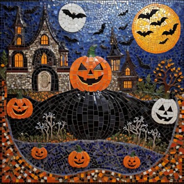 Grafika cyfrowa / sztuka generowana cyfrowo zatytułowany „Halloween Mosaic St…” autorstwa Daniel Bauer, Oryginalna praca, Ob…