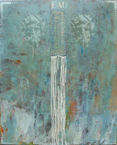 Ζωγραφική με τίτλο "eau2023" από Daniel Coste, Αυθεντικά έργα τέχνης, Ακρυλικό Τοποθετήθηκε στο Ξύλινο φορείο σκελετό