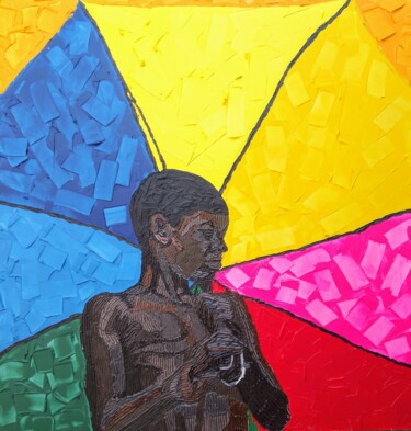 Pittura intitolato "Under the umbrella" da Daniel Gyekyi Gyan, Opera d'arte originale, Acrilico