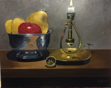 Pintura titulada "shadowbox apples an…" por Flatty, Obra de arte original, Oleo