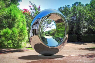 Skulptur mit dem Titel "Moon Phase#3" von Daniel Kei Wo, Original-Kunstwerk, Edelstahl