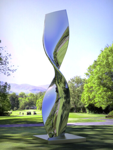 Skulptur mit dem Titel "Continuum#5" von Daniel Kei Wo, Original-Kunstwerk, Edelstahl
