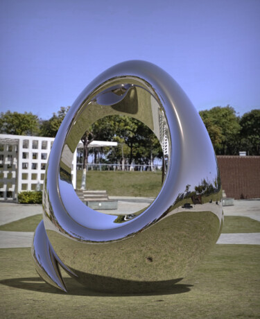 Sculpture titled "Embrace#1" by Daniel Kei Wo, Original Artwork, Stainless Steel