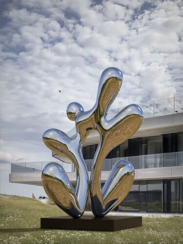 Sculpture titled "Harmony in Flux#5(L…" by Daniel Kei Wo, Original Artwork, Stainless Steel