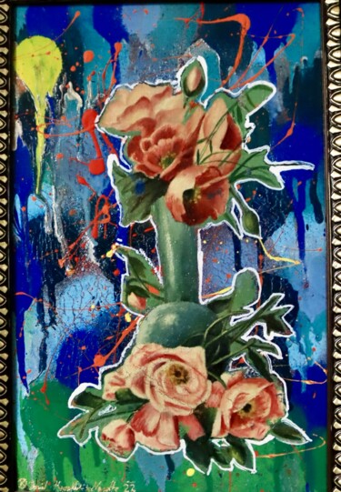 Painting titled "Flowers" by Daniel Knopfhart, Original Artwork, Oil Mounted on Wood Panel