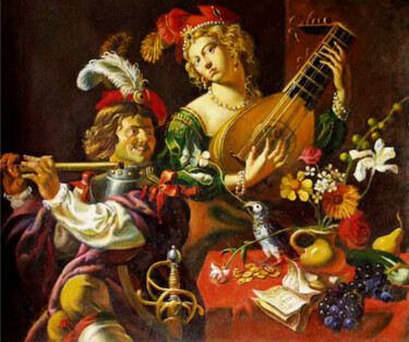 Painting titled "Musical concert of…" by Daniel Litvinov, Original Artwork, Oil