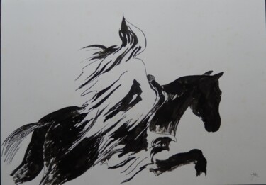 Dibujo titulada "Cavalier de l'Apoca…" por Daniel Mangin, Obra de arte original, Tinta