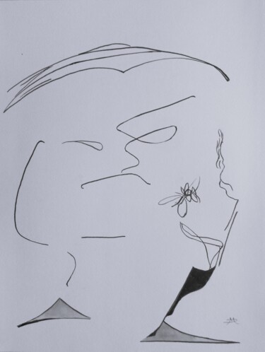 Rysunek zatytułowany „Portrait de Leonard…” autorstwa Daniel Mangin, Oryginalna praca, Atrament
