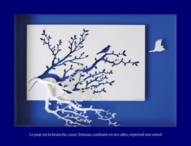 Sculpture intitulée "SUR LA BRANCHE - et…" par Daniel Mar, Œuvre d'art originale, Papier Monté sur Autre panneau rigide