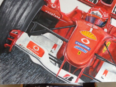 Painting titled "M Schumacher" by Daniel Meys, Original Artwork, Oil Mounted on Wood Stretcher frame