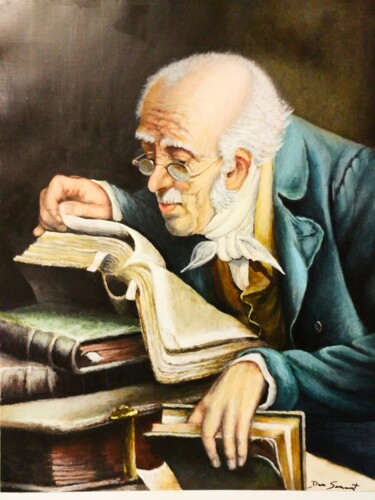 Peinture intitulée "the Bookworm" par Daniel Servant, Œuvre d'art originale, Acrylique