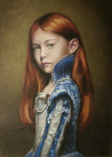 Drawing titled "Petite princesse" by Daniel Servant, Original Artwork, Pastel